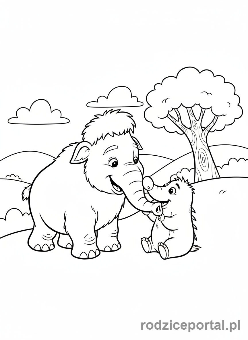 Kolorowanka Epoka Lodowcowa - Brzoskwinka bawiąca się z Louisem.