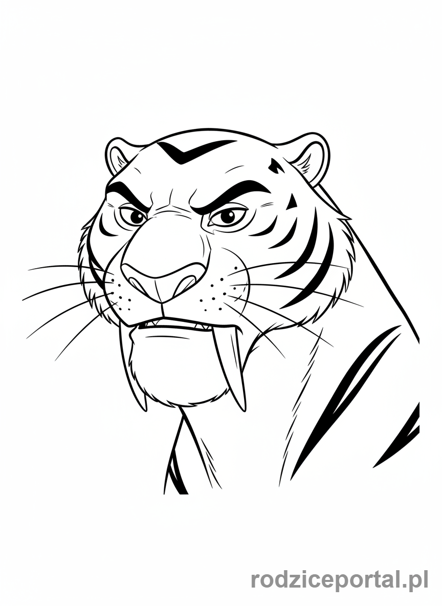 Kolorowanka Epoka Lodowcowa - Diego z zdeterminowanym wyrazem twarzy.