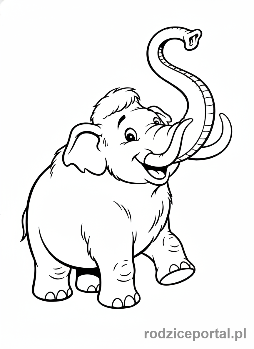 Kolorowanka Epoka Lodowcowa - Ellie figlarnie machająca trąbą.