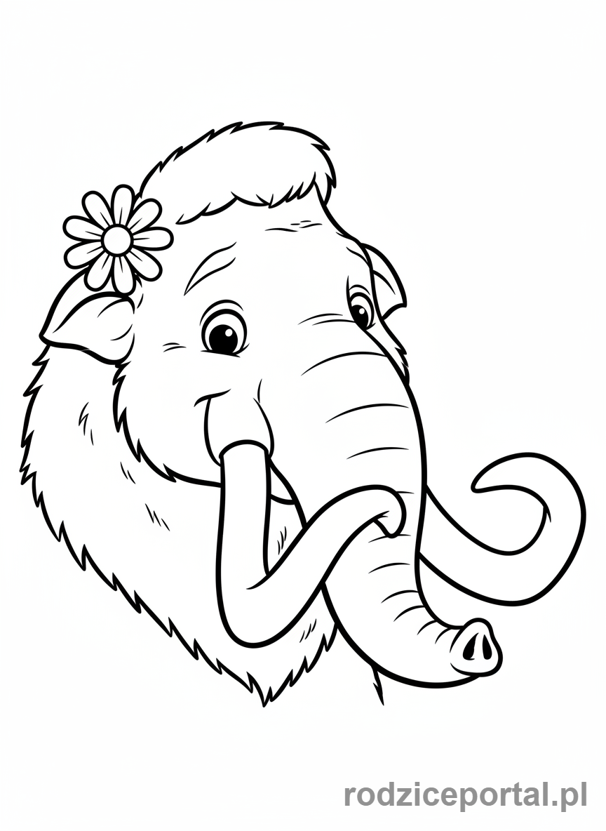 Kolorowanka Epoka Lodowcowa - Ellie z kwiatem za uchem.