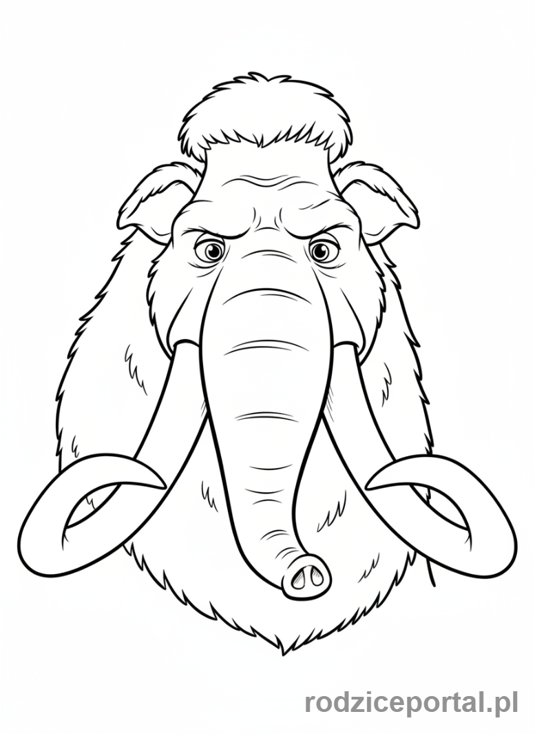 Kolorowanka Epoka Lodowcowa - Manny wyglądający na zrzędliwego, ale kochającego.