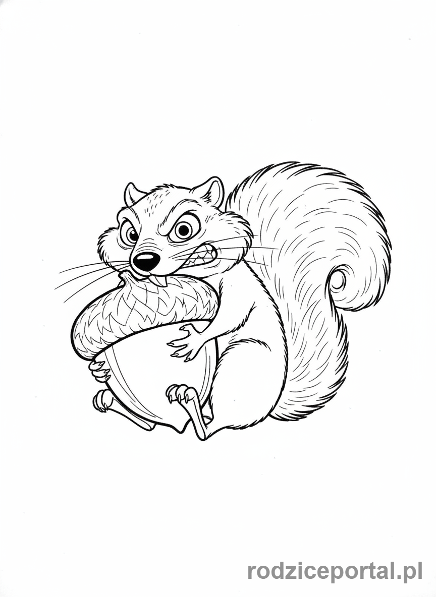 Kolorowanka Epoka Lodowcowa - Scrat mocno ściskający swój żołądź.