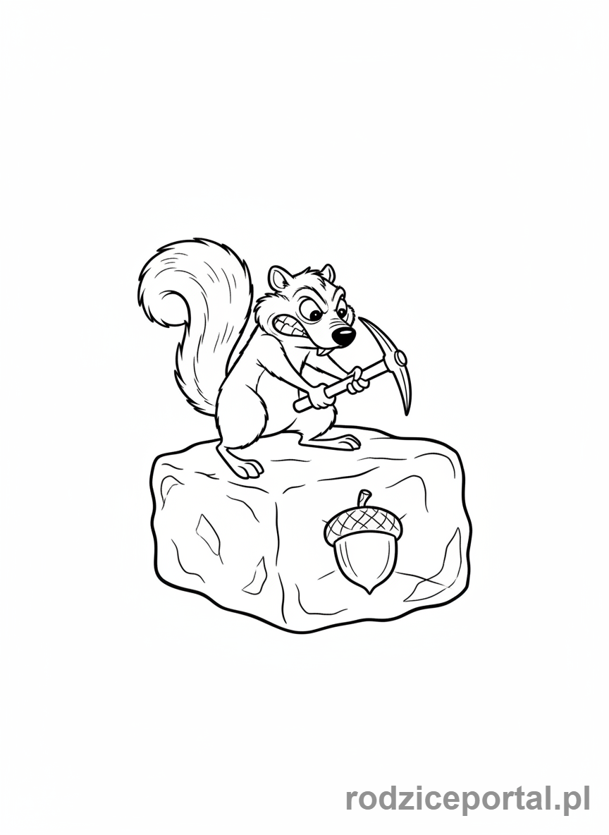 Kolorowanka Epoka Lodowcowa - Scrat próbujący wykopać swój żołądź z litego lodu.
