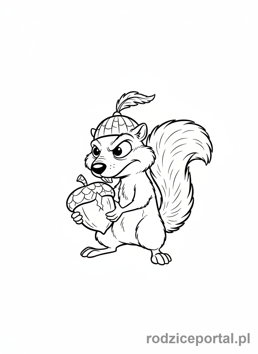 Kolorowanka Epoka Lodowcowa - Scrat w malutkim kasku, gotowy na przygodę.