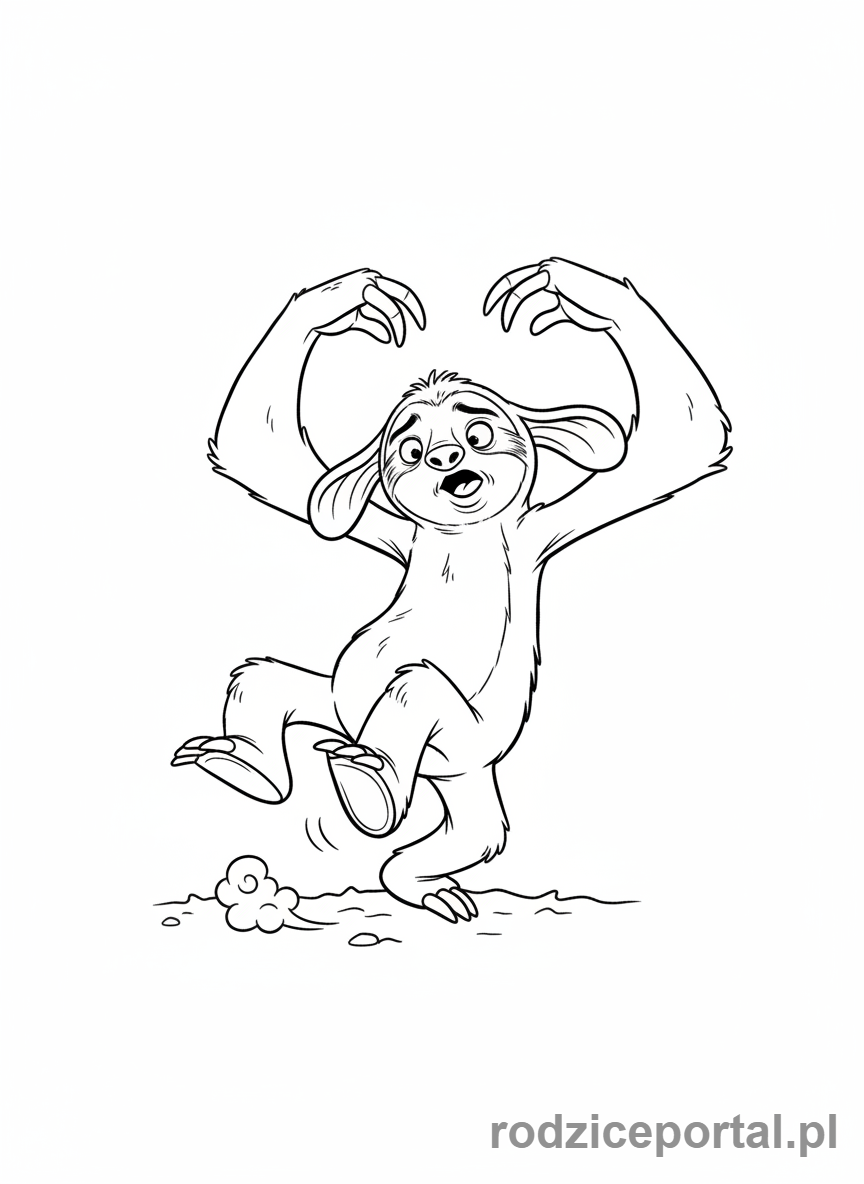 Kolorowanka Epoka Lodowcowa - Sid próbujący być bohaterem, ale komicznie mu się nie udaje.