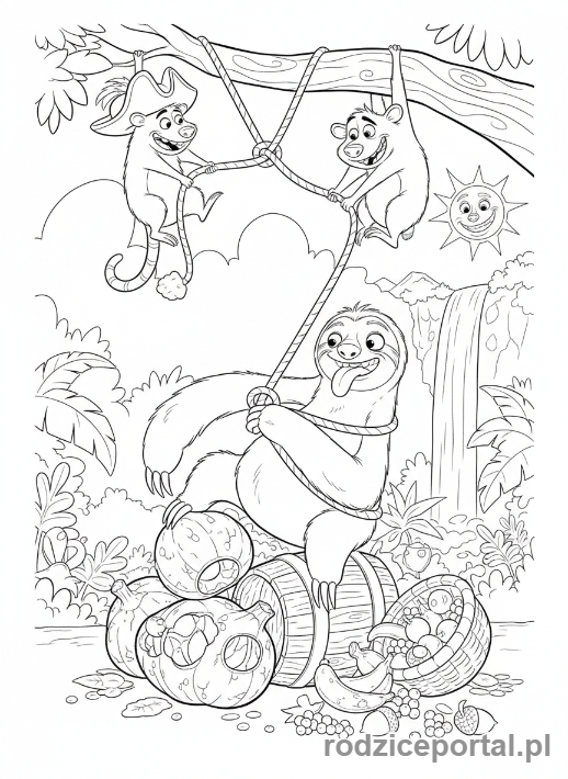 Kolorowanka Epoka Lodowcowa - Sid, Zdzichu i Edek robiący psikusy