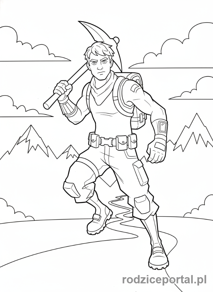 Kolorowanka Fortnite - Agent Jonesy w dynamicznej pozie gotowy do akcji
