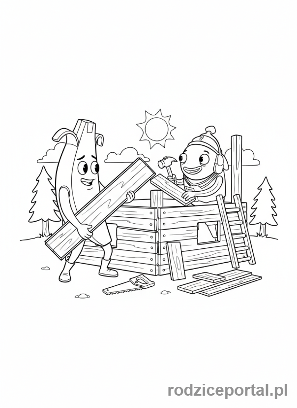 Kolorowanka Fortnite - Drużyna budująca fort