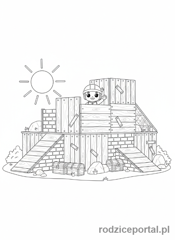 Kolorowanka Fortnite - Fortnite kartonowy domek, baza gracza
