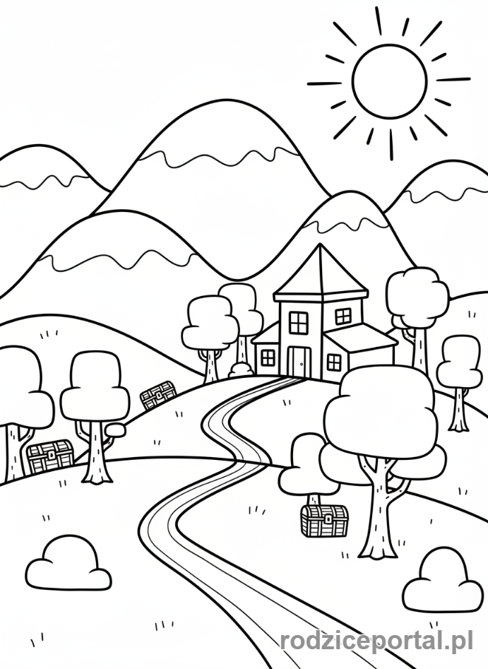 Kolorowanka Fortnite - Fortnite mapa z drzewami