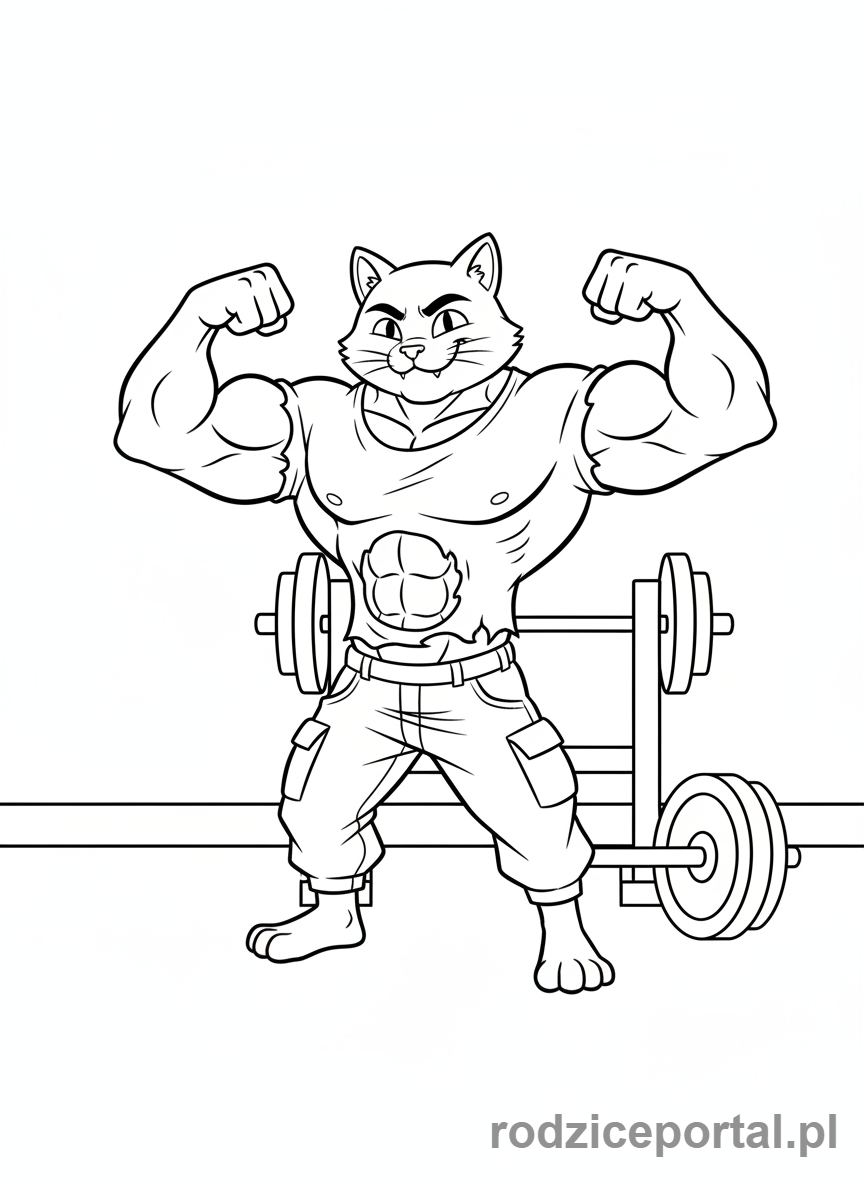 Kolorowanka Fortnite - Meowscles, kot, prężący muskuły