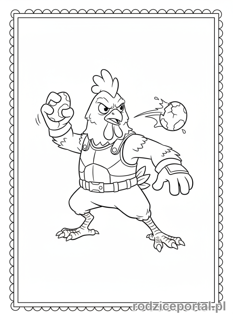 Kolorowanka Fortnite - Pan Krab (Cluck) z Fortnite, gotowy do walki jajami