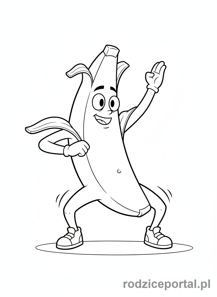 Kolorowanka Fortnite - Peely, postać banana, tańczący
