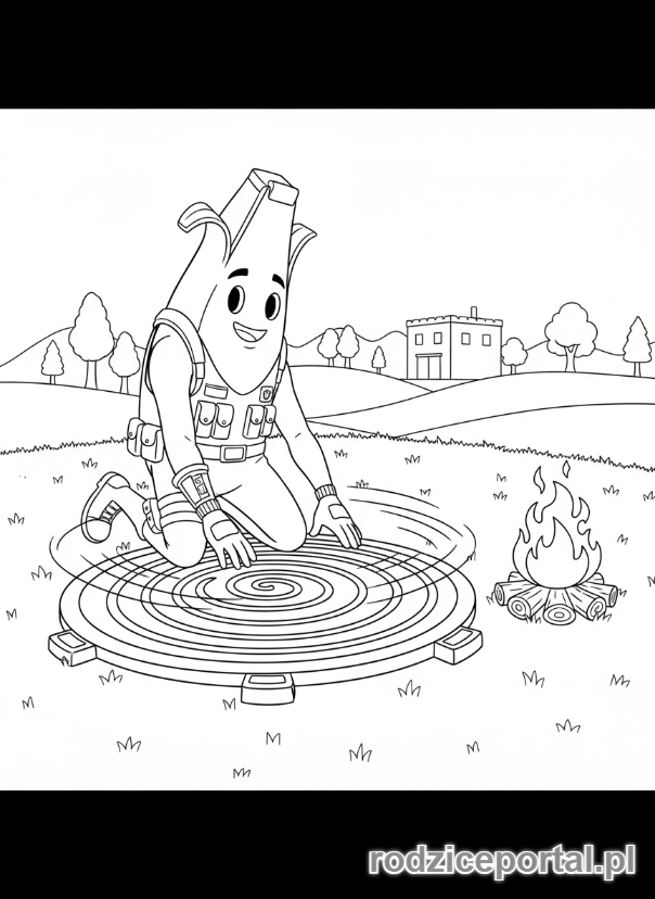 Kolorowanka Fortnite - Postać używająca pułapki