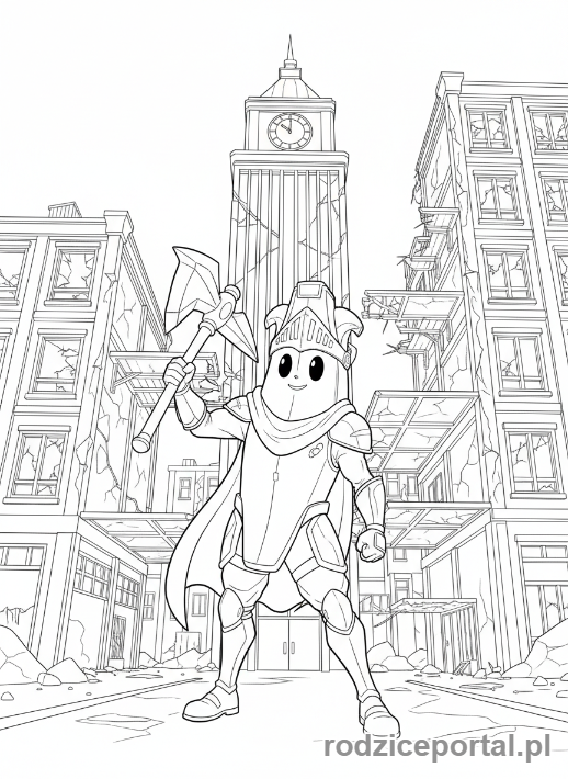 Kolorowanka Fortnite - Postać w Tilted Towers