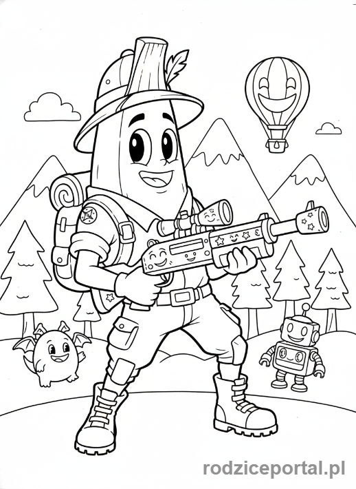 Kolorowanka Fortnite - Postać z karabinem