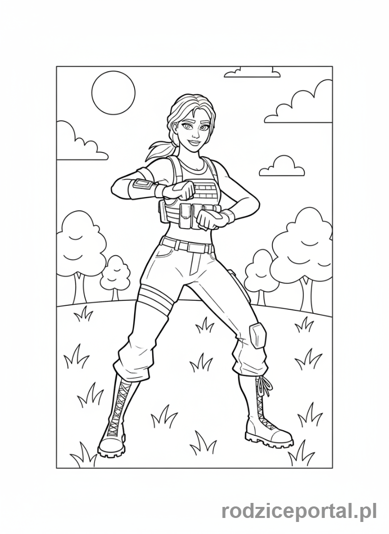 Kolorowanka Fortnite - Ramirez tańcząca na mapie