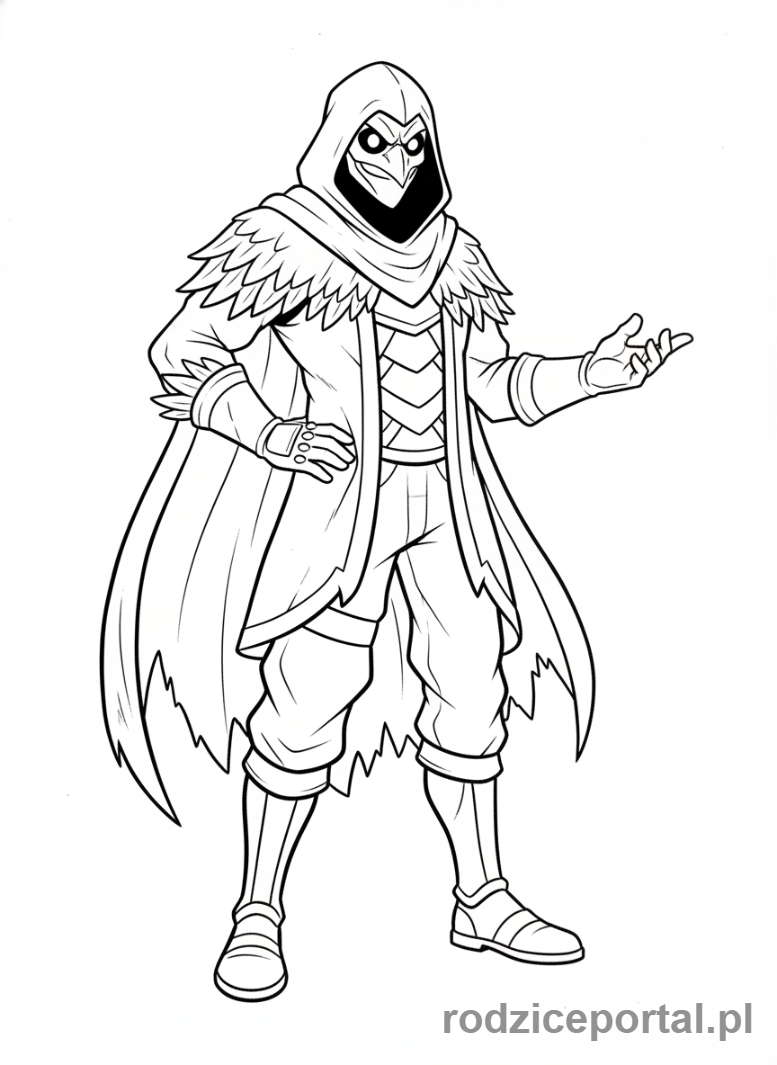 Kolorowanka Fortnite - Raven z ponurym wyrazem, ale w zabawnej pozie