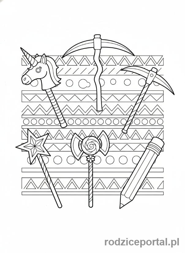 Kolorowanka Fortnite - Zestaw narzędzi do zbierania zasobów z Fortnite