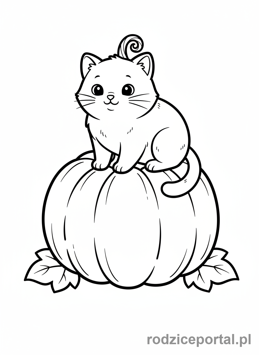 Kolorowanka Halloween - Czarny kot siedzący na dyni