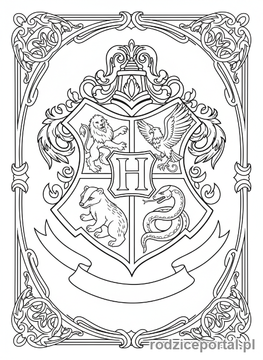 Kolorowanka Harry Potter - Herb Hogwartu