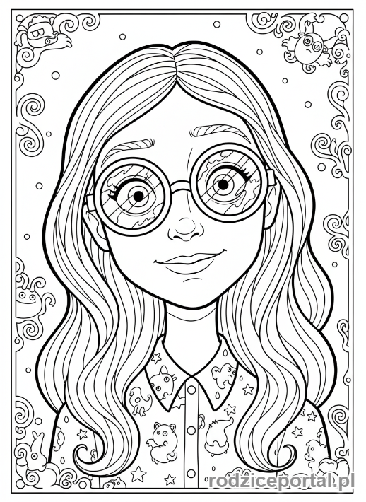 Kolorowanka Harry Potter - Luna Lovegood w Okularach Pudrowych