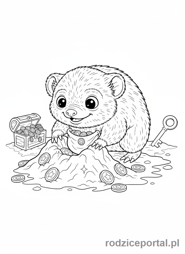 Kolorowanka Harry Potter - Magiczne stworzenie (np. Niuchacz)