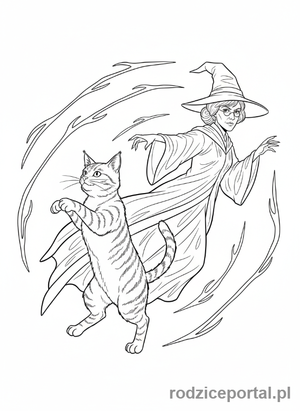 Kolorowanka Harry Potter - Minerva McGonagall przemieniająca się