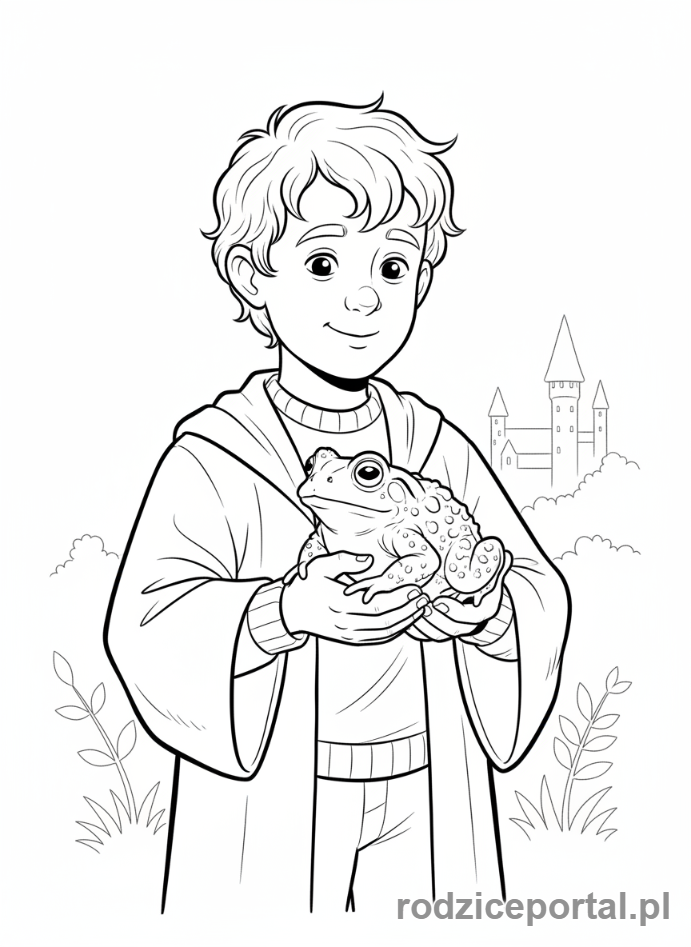 Kolorowanka Harry Potter - Neville Longbottom z Ropuchą Trevorem