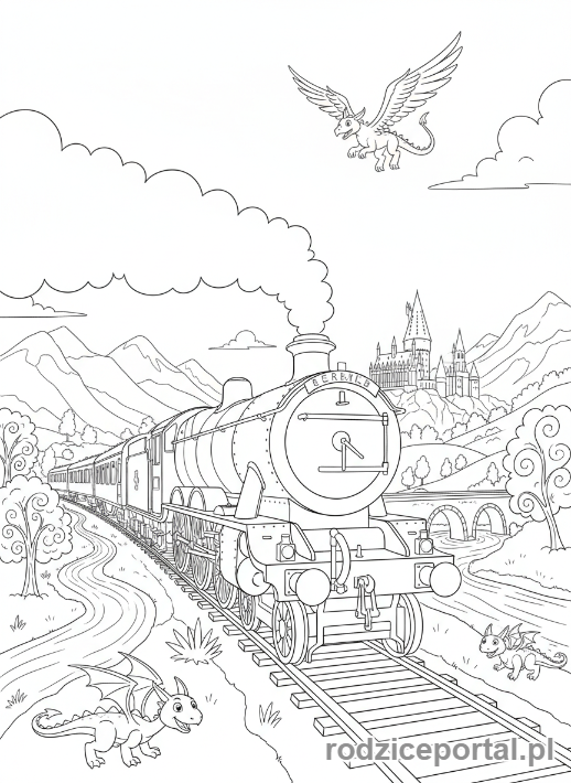 Kolorowanka Harry Potter - Pociąg Hogwarts Express
