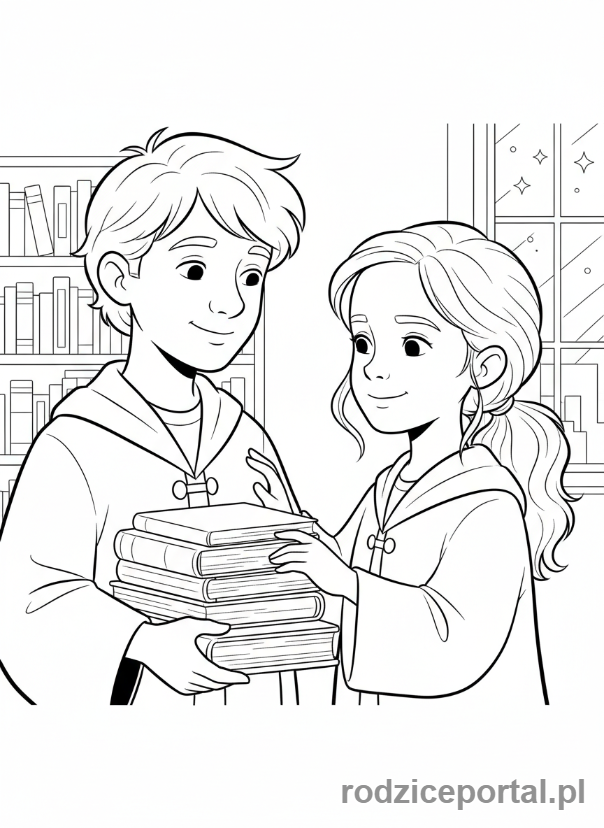Kolorowanka Harry Potter - Ron i Hermiona razem