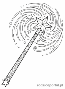 Kolorowanka Harry Potter - Różdżka rzucająca zaklęcie