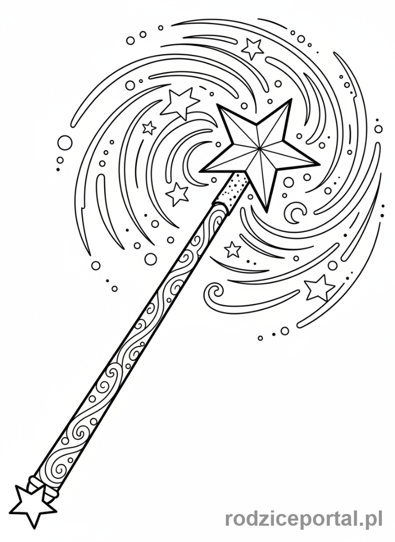 Kolorowanka Harry Potter - Różdżka rzucająca zaklęcie