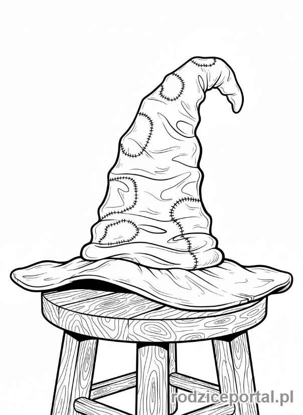 Kolorowanka Harry Potter - Tiara Przydziału na stołku