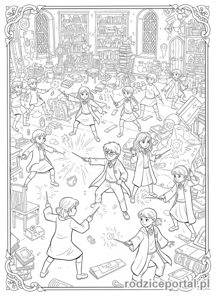 Kolorowanka Harry Potter - Trening Armii Dumbledore'a