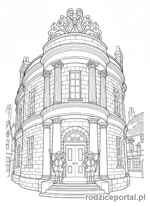Kolorowanka Harry Potter - Zewnętrze Banku Gringotta