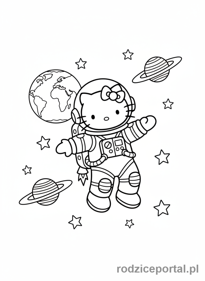Kolorowanka Hello Kitty - Hello Kitty jako astronautka
