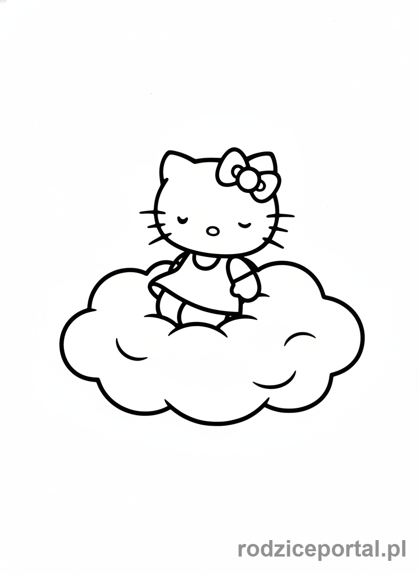 Kolorowanka Hello Kitty - Hello Kitty na chmurze