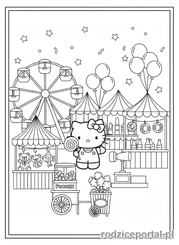 Kolorowanka Hello Kitty - Hello Kitty na karnawale