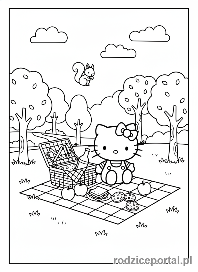 Kolorowanka Hello Kitty - Hello Kitty na pikniku