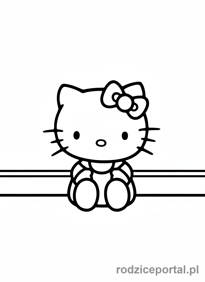 Kolorowanka Hello Kitty - Hello Kitty siedząca na podłodze