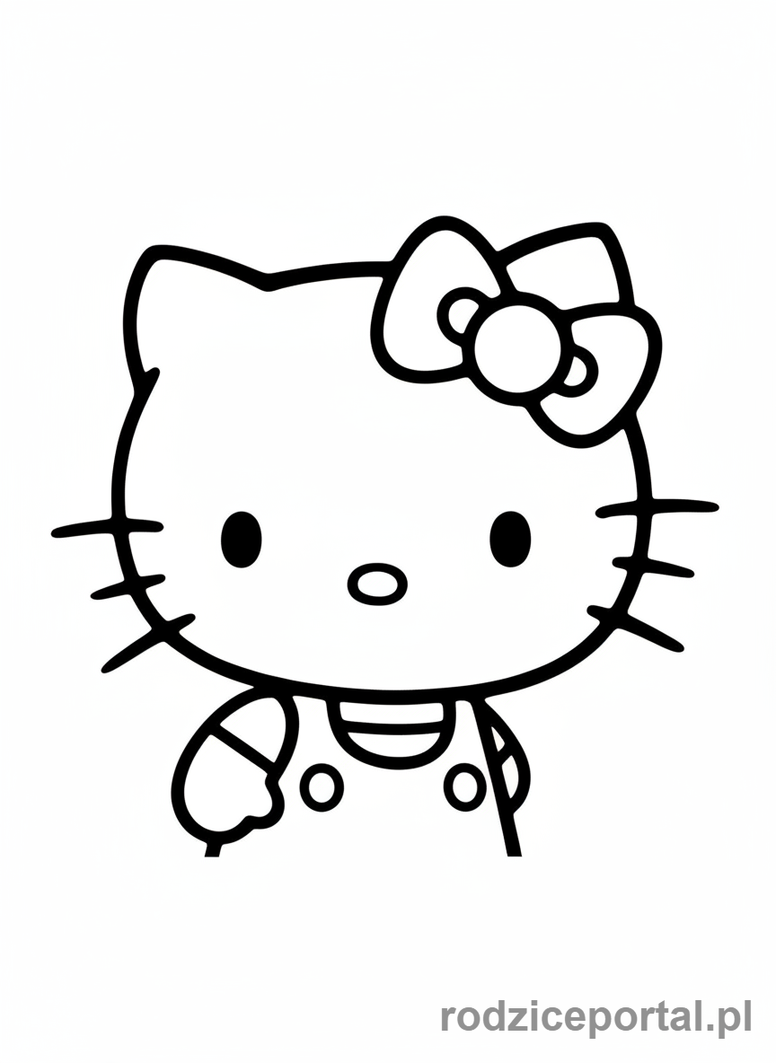 Kolorowanka Hello Kitty - Hello Kitty wyglądająca ciekawie