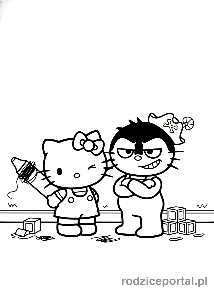 Kolorowanka Hello Kitty - Hello Kitty z Badtz-Maru