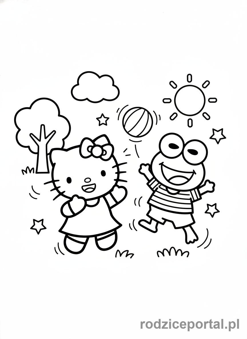 Kolorowanka Hello Kitty - Hello Kitty z Keroppi