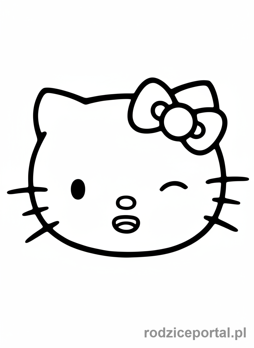 Kolorowanka Hello Kitty - Hello Kitty z szerokim uśmiechem