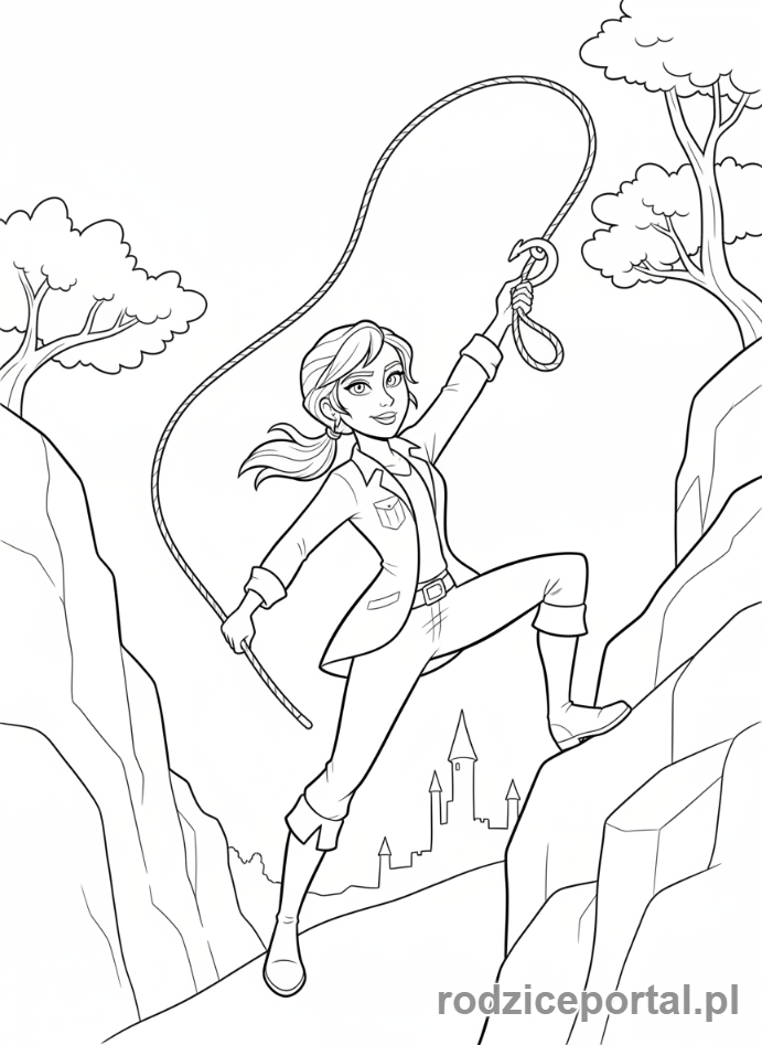 Kolorowanka Hotel Transylwania - Ericka Van Helsing w pozie poszukiwacza przygód