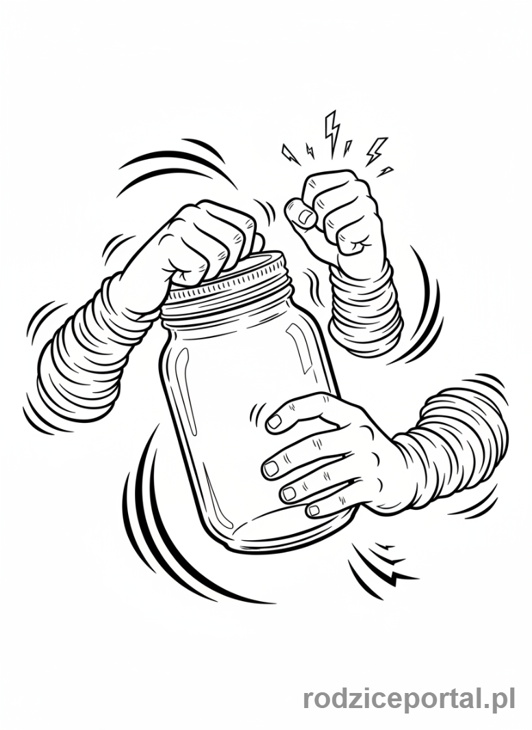 Kolorowanka Hotel Transylwania - Griffin próbujący otworzyć słoik, z frustracją.