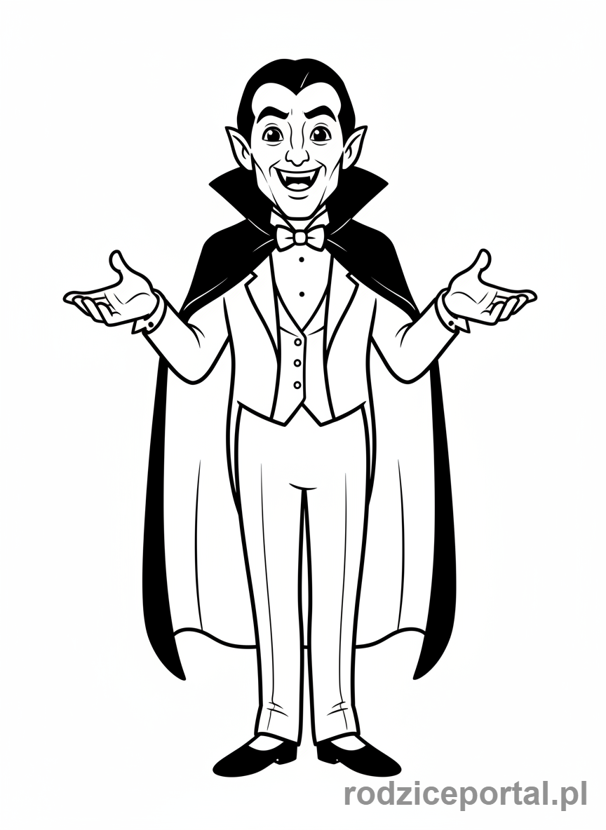 Kolorowanka Hotel Transylwania - Hrabia Dracula uśmiechnięty