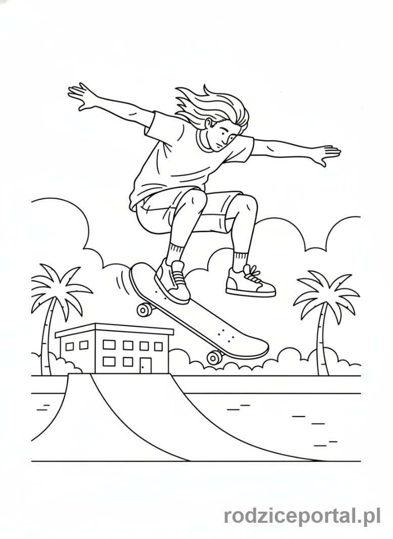 Kolorowanka Hotel Transylwania - Johnny ze swoją deskorolką