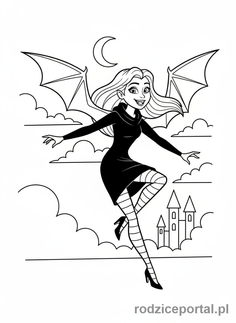 Kolorowanka Hotel Transylwania - Mavis Dracula w locie